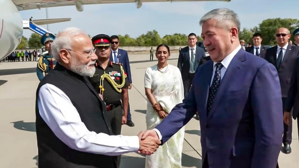 Screen still from the Kyrgyzstan visit departure, holding image for the Mahabharata state gift